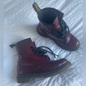 Dr. Martens 1460 Cherry Red Smooth Leather Lace Up Boot. Size 5 US